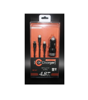 Зарядное устройство 2  usb 2.4 a/2.4 a 5v черный алюминий dc12v/34v iphone+android+type-c  (28160)