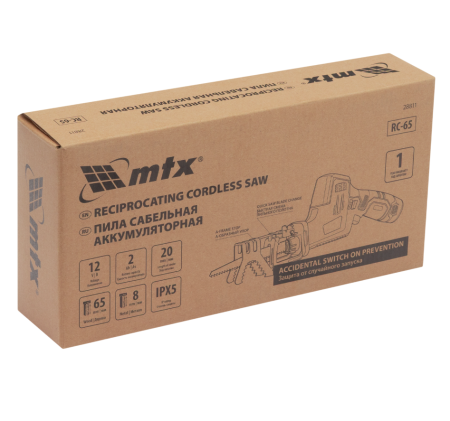 Пила сабельная аккумуляторная rс-65, li-ion, 12 в // mtx