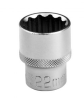 Головка торцевая, 22 мм, 12-гранная, crv, под квадрат 1/2", хромированная// stels
