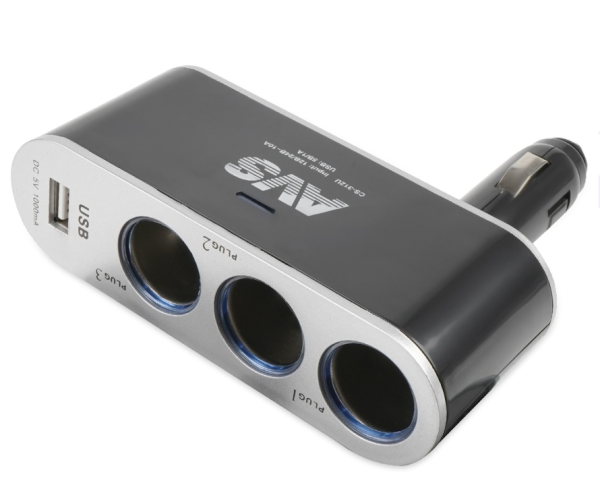 Разветвитель прикуривателя avs 12/24 (на 3 выхода+usb) cs312u