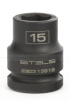 Головка ударная шестигранная, 15 мм, 1/2", crmo// stels